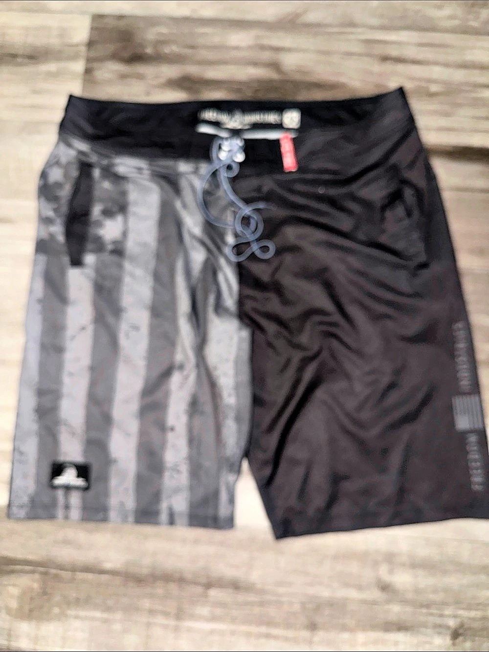 Freedom Industries American Flag Camo Board Shorts Black & Gray Waist 36